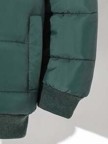 Young Boys Autumn/Winter Applique Button Baseball Padded Coat Kids Coat Wear Kids Jacket Boys Jackets Fall Winter Letterman Jacket Kids Kids Bomber Jacket Kids Winter Jacket - Brown - View 3