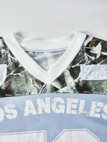 SHEIN Explorewe Tween Mädchen Sommer Street Fashion Camouflage Muster T-Shirt kombiniert mit Peplum Kürbis Rock 2 Stücke Set, geeignet für stilvolle Party-Outfits, Konzert-Outfits - Blau - Übersicht 8