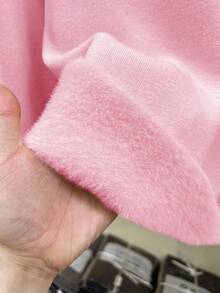 Franclia 1 件女士保暖内衬高领长袖舒适毛衣，秋冬季温暖厚针织套头衫 - 粉色 - 查看 4