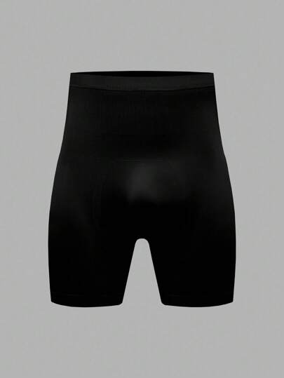 SHEIN Plus-size heren effen kleur hoge taille afslankende corrigerende broek