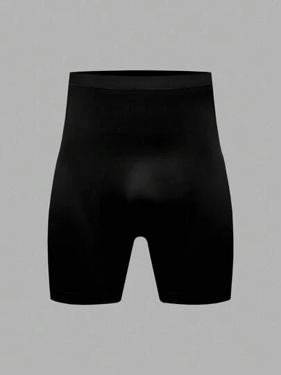 SHEIN Pantalones moldeadores y reductores de talla grande para hombres de unicolor y cintura alta