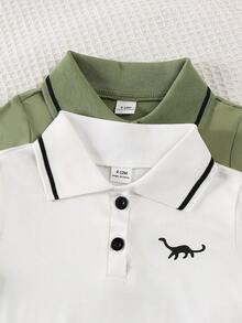 SHEIN 2-5 件套全新婴儿幼儿夏季 Polo 衫短袖时尚婴儿服装套装，2 套服装 4 件套组合 - 彩色 - 查看 8