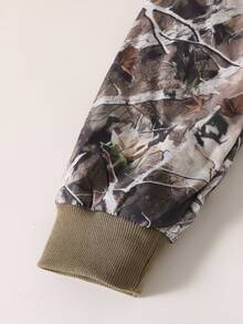 SHEIN Áo khoác ấm dài vừa có mũ trùm đầu bằng vải nhung dày họa tiết hoa cổ điển dành cho bé gái tuổi teen, mùa thu/đông, ngày lễ, mùa hè, du lịch - xanh quân đội - Xem 5