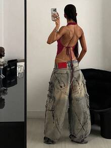 StreetHx Women's Coffee Brown Music Festival Cowl Neck Streetwear Beach Vacation Sexy Camisole