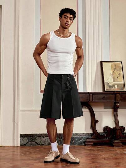 SWAVVY 男士梭织休闲宽松纯色短裤