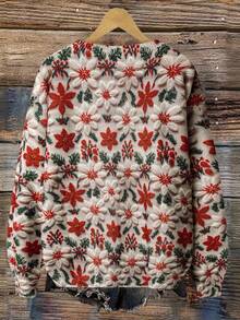 EMERY ROSE Plus Size Casual Floral Print Crew Neck Long Sleeve Pullover Sweater Fall Winter Cloth For Women Autumn - Multicolor - View 2