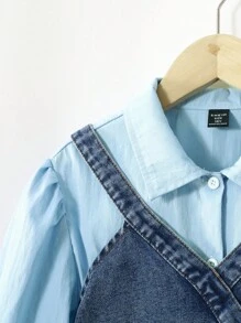 Tween Girls Dark Wash Casual Camisole Top With Elastic Waistband Casual Loose Flared Hem Distressed Jeans With Handmade Beaded Decor, Fashionable & Versatile For Daily Wear - Dark Wash - View 7