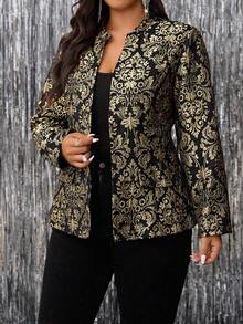 Ellevyn Christmas Curvy Plus Size Women's Romantic Elegant Formal Gold Shining Gold High Quality Three-Dimensional Jacquard Fabric Long Sleeve Coat ,Shiny Gold,Comfortable And Warm From The Cold,2025 New,Fall Women Clothes, Winter Clothes For Women,Vintage,Going Out Outfits,Fall Outfits,Winter For Women,Fall Clothes Plus Size, Office Outfits For Women,Fall Outfits For Women,Classy Outfits For Women,Women's Fall Clothes,Christmas,Christmas Costumes,Halloween Clothes Women,Old Money Style Women,Fall Clothes For Women,Business Casual Woman,Office Outfits For Women,Work Outfits For Women,Business Professional Women,Business Casual Outfits Women,Office Attire For Women,Office Wear,Suitable For Multiple Occasions,Plus Size Plus Size Evening Gown Bronze Coat Champagne Formal Coat Gold Plus Size Formal Coat