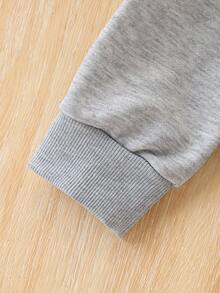 SHEIN Genkimix Kids 少女休闲蝴蝶结图案运动衫和运动裤套装