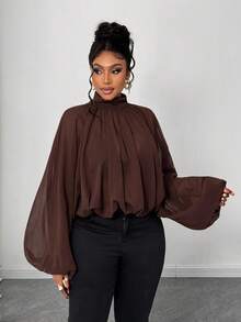 Maweii Plus-Size Women's Sexy New Year Georgette Crewneck Cover-Up