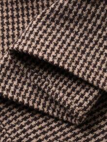 DAZY 女士休闲千鸟格印花A字裙，秋冬女装半身裙 - 卡其色 - 查看 9