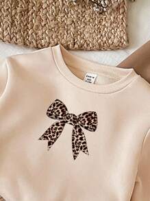 SHEIN 3pcs/Set Baby Girl Leopard Print Thermal Lined Thick Long Sleeve Sweatshirts, Suitable For Autumn/Winter