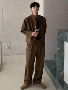 DAZY ملابس علوية قصير بلون بني داكن مقترن مع جاكيت بطراز الشارع، خريف - بني - مشاهدة 5