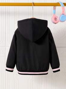 女童休闲字母刺绣保暖连帽外套，秋冬季 - 彩色 - 查看 5