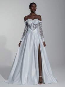 SHEIN Belle Vestidos de novia, Vestido de otoño - Blanco - Ver 7