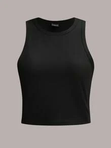 SHEIN Essnce 4 件套女士圆领纯色休闲百搭吊带背心，适合秋夏季 - 彩色 - 查看 7