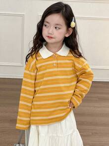DAZY 女童T恤，秋季款 - 黃色 - 查看 4