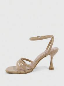 CUCCOO SZL Giày cao gót hở mũi vuông thanh lịch, kiểu dáng mới, thời trang dành cho nữ - Màu be - Xem 9