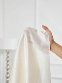 SHEIN 大码女式性感交叉带露背仿丝睡袍