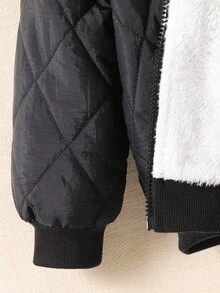 SHEIN Explorewe 男童休闲加厚保暖连帽羽绒服，秋冬季，2025返校季，儿童学院风及校园运动服，儿童冬季绗缝外套 - 黑色 - 查看 5