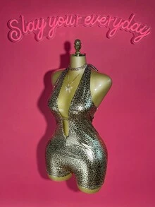 Slaydiva Hàng mới về mùa hè 2025, Thích hợp cho tiệc sinh nhật, Trở lại trường, Phong cách trường học, Trang phục hàng ngày, Thường ngày, Kỳ nghỉ, Du lịch du thuyền, Bãi biển, Tắm nắng, Mặt hàng lan truyền, Trang phục đường phố, Câu lạc bộ gợi cảm, Cổ chữ V sâu, Dây buộc cổ, Hở lưng gợi cảm, Vải in hình da báo phủ vàng, Bộ đồ liền thân bó sát dành cho nữ - Vàng - Xem 4