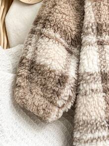 Newborn Hooded Romper, Plush Fleece Lined, Classic Retro Brown Plaid Pattern, Cute Ear Design, Zipper Closure, Long Sleeve Footie Pajamas, Infant Unisex Autumn/Winter Outfit Fall