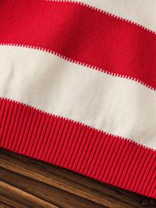 Young Boys' Autumn/Winter New Cardigans - Simple, Versatile, Retro Striped, Stylish, Comfortable, Casual, Slouchy-Chic Knit Outerwear - Red - View 8