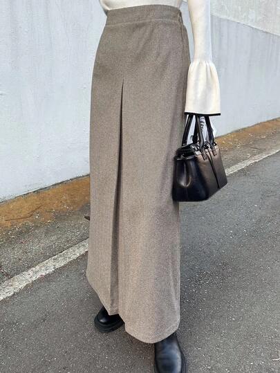 FRIFUL 女士直筒前褶纯色休闲半身裙