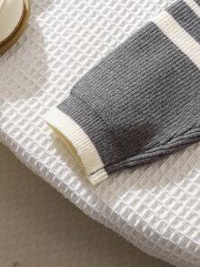 Souflis Souflis Baby Boy Striped Crew Neck Raglan Sleeve Sweater And Knit Pants Set, Autumn Fall Winter