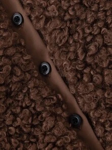 SHEIN Vintaside Kids Infant Girl Winter Fashion Casual Street Dark Brown Plush Long Sleeve Single Piece Jacket, Suitable For Street Photography And Gatherings Fall - Brown - View 5