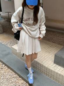 DAZY 少女宽松字母印花卫衣套装，甜美风格，秋季