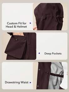 OutZeal Women Jacket Long Sleeve Top Camping Hiking Water-Resistant Hooded Long Length Drawstring Waist With Zip Pockets