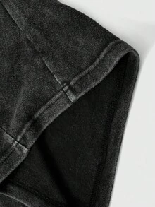 ROMWE MEN Casual 男士复古水洗雪花铆钉装饰短袖T恤，2000年代风格 - 黑色 - 查看 7