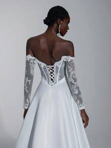 SHEIN Belle Vestidos de novia, Vestido de otoño - Blanco - Ver 4