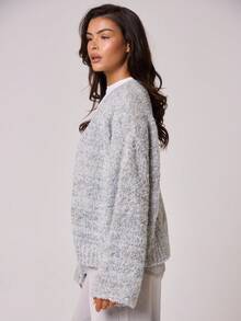 MUSERA Áo len cardigan tay loe dáng rộng, phong cách Y2K thập niên 90, thường ngày, dễ thương, ngọt ngào, thích hợp cho sân bay, đi học, mặc hàng ngày, dự tiệc tối, thanh lịch. - Xám - Xem 3