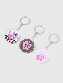 ROMWE Kawaii Móc khóa 3 chiếc hình nốt nhạc và biểu tượng hoa - Nhiều màu - Xem 3