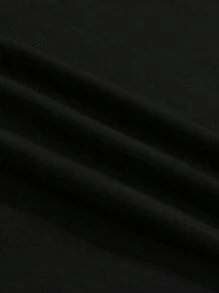 SHEIN EZwear 女式休闲极简主义 GRUNGE 美式风景标语印花褶皱腰露肩紧身短袖 T 恤，适合夏季，Y2K 不对称肩部修身造型 - 黑色 - 查看 7