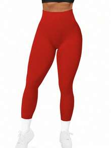 Core Rhythm High Waisted Seamless Slim Leggings For Women - Resilient Soft Touch Quick-Drying Breathable 4-Way Stretch Butt Lifting Legging For Hiking Running Cycling Yoga Pickleball Exercise Casual Tummy Control Leggings - Red - View 4