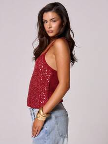 MUSERA Strappy Sequin Spaghetti Strap Top Spring, Summer, Ibiza, Y2k, Cool Girl, Festival, Rave, Vacation, Club, Cute Fall Christmas Sparkly Thanksgiving Chic