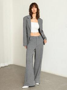 ATUI Studio 优雅高腰纯色口袋阔腿裤 - 黑與白 - 查看 4