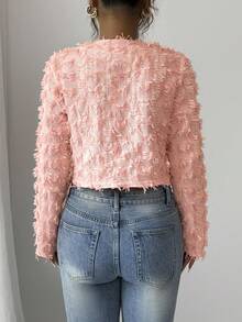 Elenzga Chaqueta elegante texturizada de ajuste regular para mujer