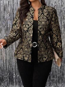 Ellevyn Christmas Curvy Plus Size Women's Romantic Elegant Formal Gold Shining Gold High Quality Three-Dimensional Jacquard Fabric Long Sleeve Coat ,Shiny Gold,Comfortable And Warm From The Cold,2025 New,Fall Women Clothes, Winter Clothes For Women,Vintage,Going Out Outfits,Fall Outfits,Winter For Women,Fall Clothes Plus Size, Office Outfits For Women,Fall Outfits For Women,Classy Outfits For Women,Women's Fall Clothes,Christmas,Christmas Costumes,Halloween Clothes Women,Old Money Style Women,Fall Clothes For Women,Business Casual Woman,Office Outfits For Women,Work Outfits For Women,Business Professional Women,Business Casual Outfits Women,Office Attire For Women,Office Wear,Suitable For Multiple Occasions,Plus Size Plus Size Evening Gown Bronze Coat Champagne Formal Coat Gold Plus Size Formal Coat