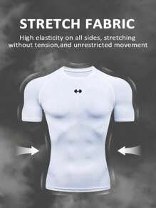 RISE LYT 2件装男士杠铃印花运动T恤 紧身衣 - 黑色 - 查看 5