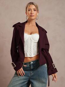 Lumalex Fashionable Casual Short Pleated Women Trench Coat In Fall/Winter