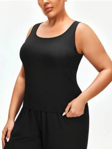 Shapelle Forme Plus Size Casual Basic Scoop Neck Sleepwear Top