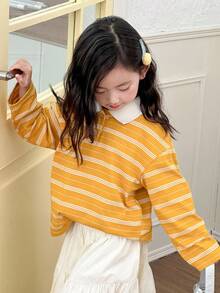 DAZY 女童T恤，秋季款 - 黃色 - 查看 8