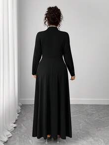 Elenzga Vestido cheongsam estilo chino de talla grande mejorado - Blanco y Negro - Ver 2