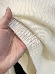 Franclia Setelan 2 potong warna teh, sweater rajut pendek leher persegi yang manis dan celana rajut lebar serbaguna, Musim Gugur - Hitam dan Putih - View 6