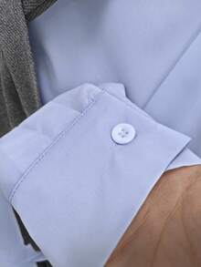 INAWLY 女士时尚休闲浪漫长袖衬衫和裤子两件套 - 藍色 - 查看 4