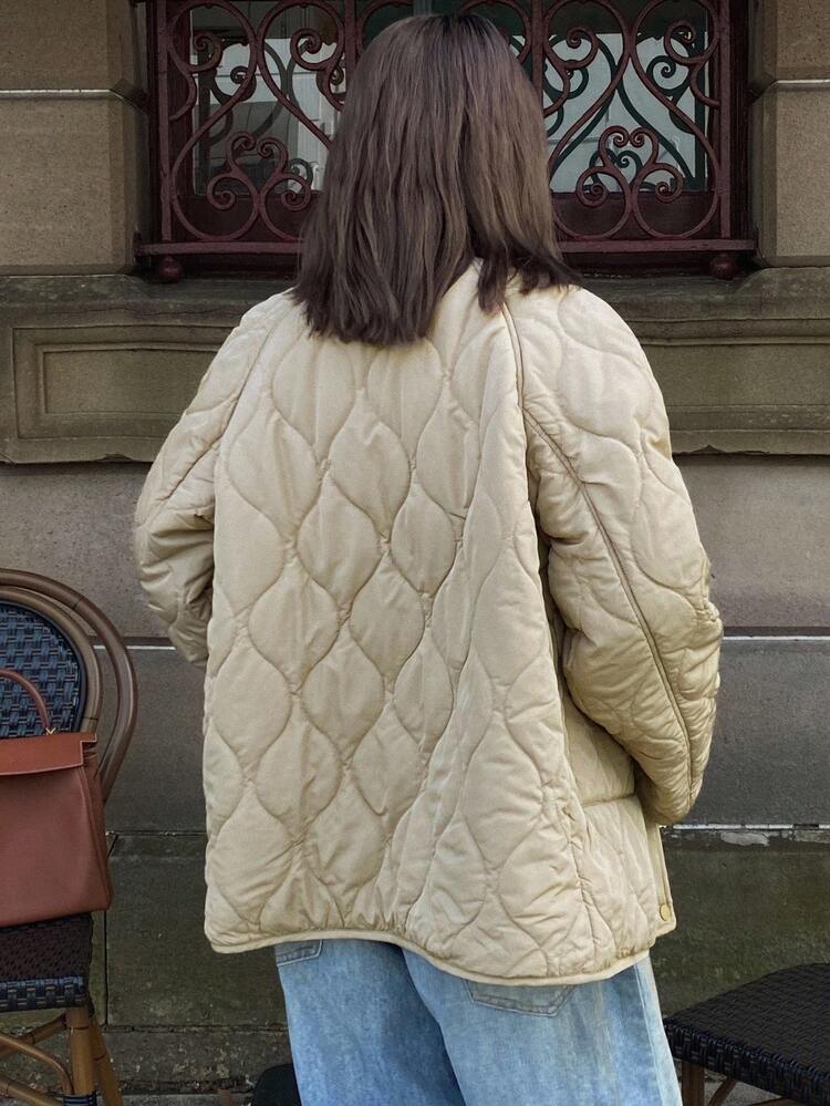 Women's Colorblock Zip-Up Padded Coat, Autumn/Winter Jacket